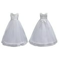 thumbnail image 3 of Girls Lace Bridesmaid Dress Long A Line Sleeveless Wedding Pageant Dresses Bowknot Tulle Party Gown,3-14T, 3 of 5