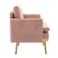 thumbnail image 3 of Accent Chair with Gold Metal Legs, Mid-Century Modern Tufted Velvet Accent Chair, Upholstered Comfy Arm Chair with Removable Seat Cushion, for Living Room, Bedroom, Pink, 3 of 7