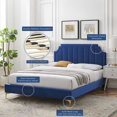 thumbnail image 4 of Platform Bed Frame, Twin Size, Velvet, Blue Navy, Modern Contemporary Urban Design, Bedroom Master Guest Suite, 4 of 10