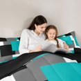 thumbnail image 4 of Homewish Teal Minimalism Square Full Size Comforter Sets,Classic Abstract Geometric Bedding Comforter Set,Black Reversible,3pcs,1 Comforter and 2 Pillowcases, 4 of 7