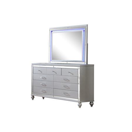Clearance! Sterling Mirror Framed Dresser Made With Wood in Silver Color