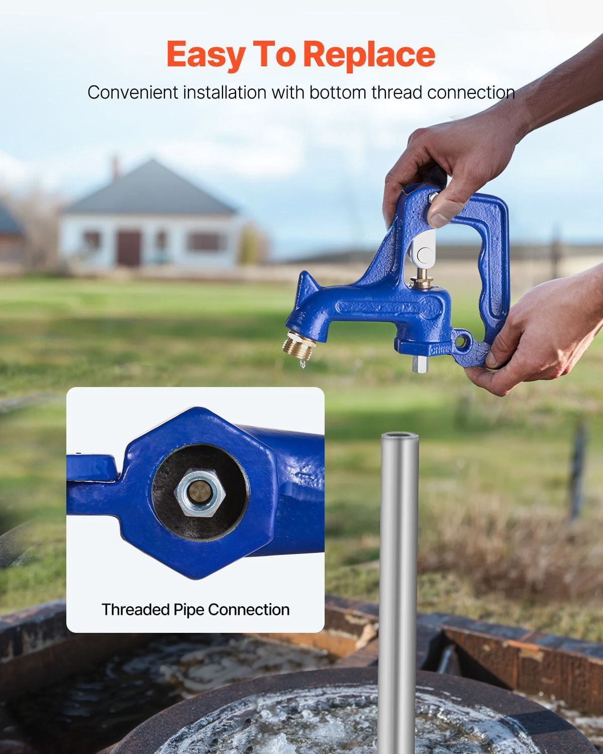 Frost-Proof Yard Hydrant Head 3/4" Hose Coupling 1" NPT Cast Iron for Garden Car Wash Livestock