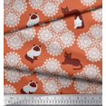thumbnail image 2 of Soimoi Rayon Fabric Floral & Cat Animal Printed Fabric 1 Yard 42 Inch Wide, 2 of 3