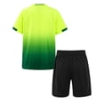 thumbnail image 2 of Manyakai Kids Boys 2 Piece Gradient Print Soccer Uniform Set Short Sleeve V Neck T-Shirt+ Sport Fluorescent Green 3XS, 2 of 7