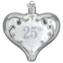 Old World Christmas 25TH Anniversary Heart Ornament, Silver