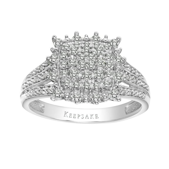 1/3ctw Certified Genuine Diamond 10KT White Gold Ladies Cushion Limited Edition Ring by Keepsake