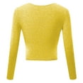thumbnail image 4 of Besolor Women's V Neck Cropped Tops Trendy Cross Long Sleeve Solid Color Stretch Slim Fit Basic Blouse T-Shirts, 4 of 4