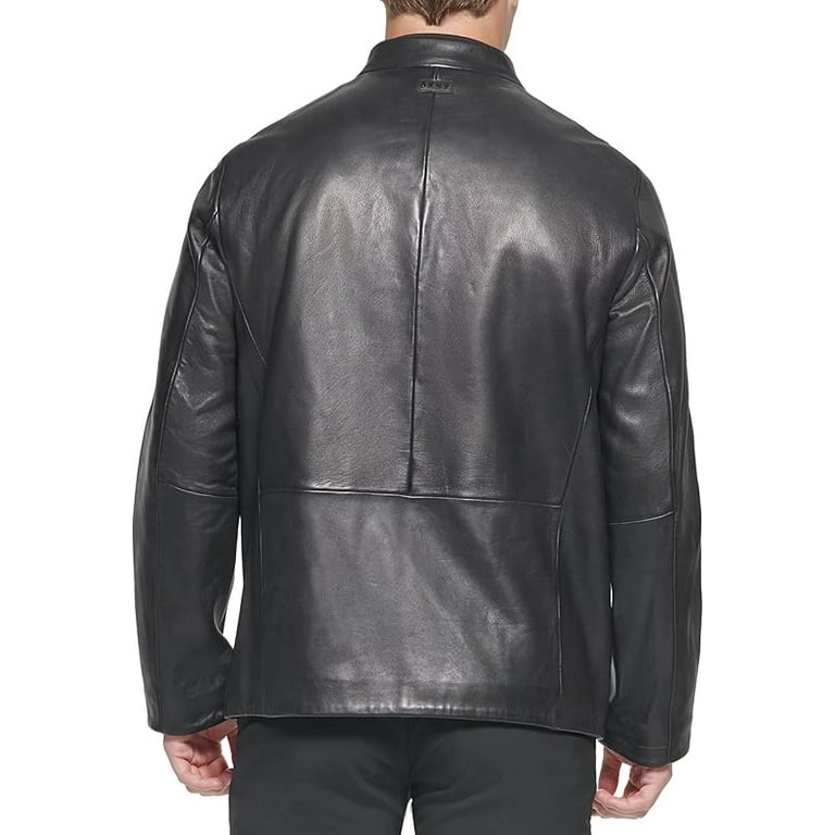 Dkny men's leather racer jacket hotsell