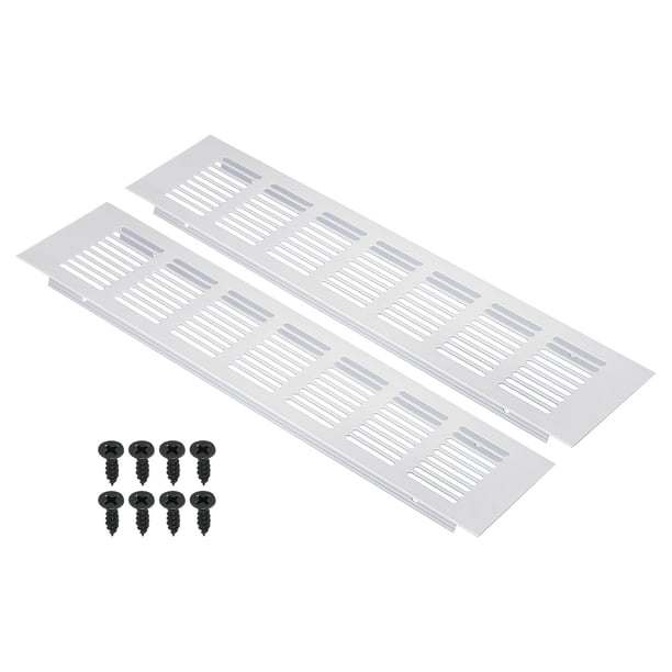 Cubierta de ventilación rectangular, rejilla de ventilación con louver y tornillos de montaje para puerta de gabinete o armario, tono plateado 12 x 3 pulgadas