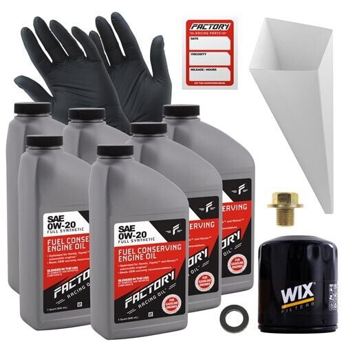 Factory Racing Parts Oil Change Kit Compatible with Ford Escape 2.5L 2013-2023, Maverick 2.5L 2022-2023 0W-20 Full Synthetic Oil - 6 Quarts
