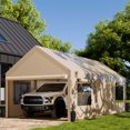 thumbnail image 4 of Walsunny Carport with 4 Sandbags 10x20 ft Heavy Duty Canopy with Roll-up Windows Portable Garage with Removable Sidewalls & Doors Car Canopy Khaki, 4 of 10