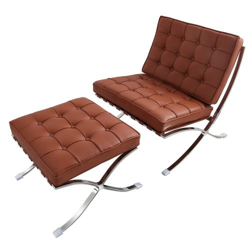 Home Modern Atrium Accent Chair Lounge With Ottoman For Living Room Bedroom Bonded Leather Brown Com Modern Atrium Accent Chair Lounge, Modern Leather Lounge Chair And Ottoman Bed