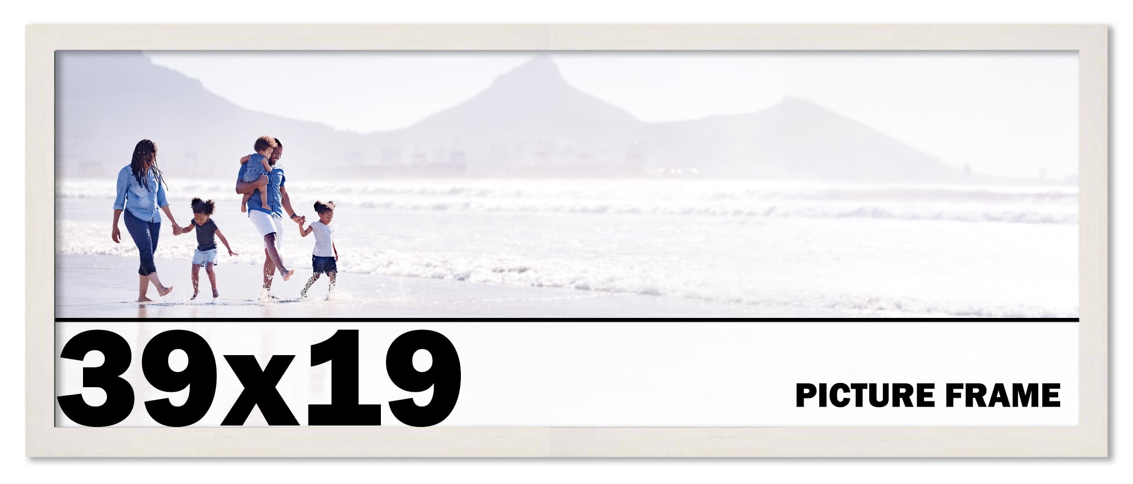 39x19 Frame White Wash Picture Frame Complete Modern Photo Frame