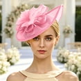 thumbnail image 4 of Karymi Baseball Cap Elegant Fascinator Hat with Fake Feather Flower, Mesh Tea Party Derby Headpiece, Clip-on Hair Accessory for Wedding Church Hats for Women, 4 of 6