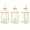 LED Decorative Lanterns - Set of 3 - Kate Aspen Vintage Rustic Home Décor Lantern Tabel Centerpiece for Wedding, Bridal Shower, Anniversary Party - White/Ivory