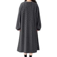 thumbnail image 5 of Ohufall Pajamas Dress for Women Warm Winter Fleece Bathrobe Nightgown Loungewear Crew Neck Long Sleep Robe, 5 of 9