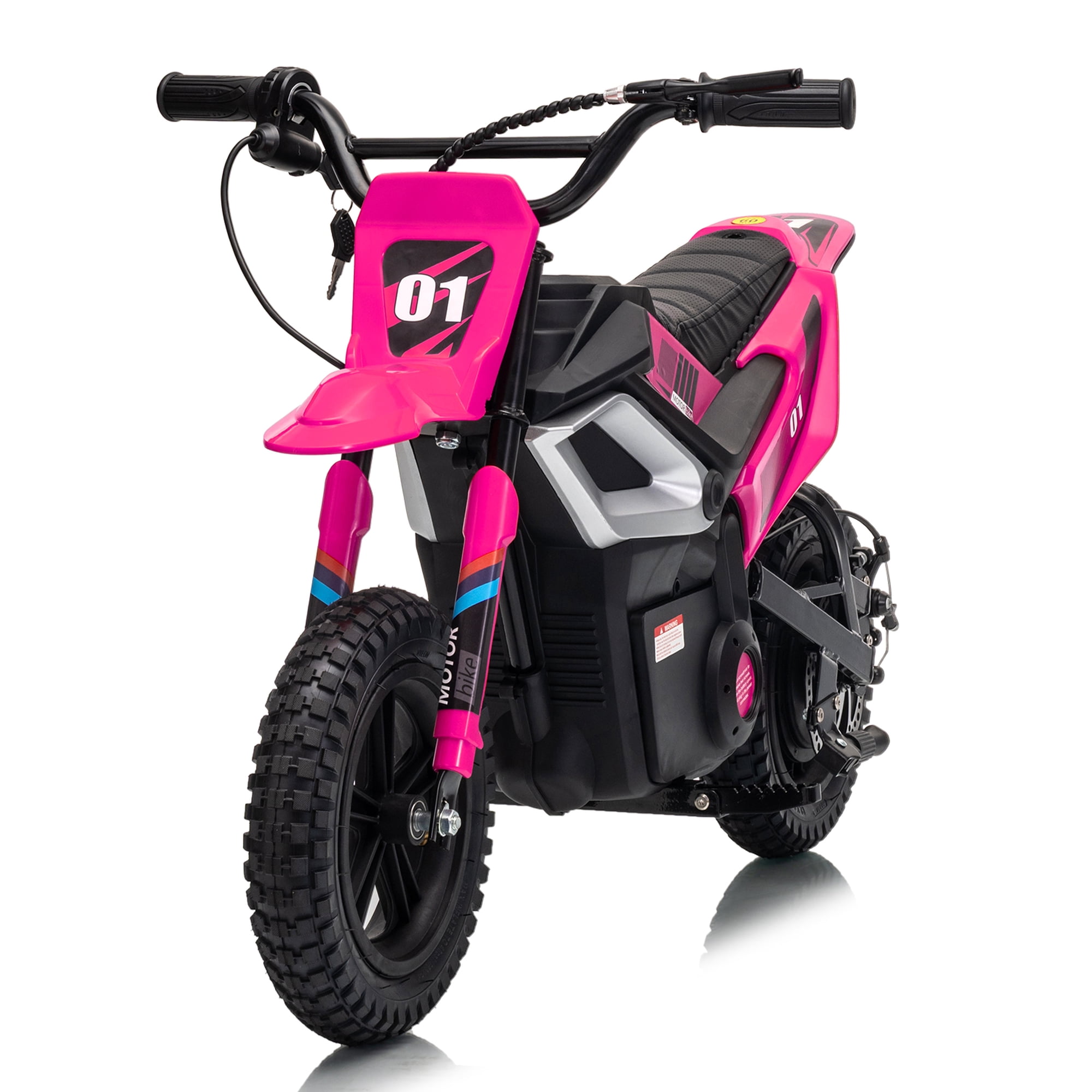 24V 350W Electric Dirt Bike for Teens, 12" Fat Tire Off-Road Motorcycle w/Hydraulic Brakes, 35-Mile Range, 130lbs Load
