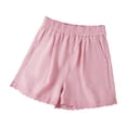thumbnail image 3 of Admvng Womens Linen Shorts Lace Trim Elastic High Waist Casual Shorts for Vacation, 3 of 6