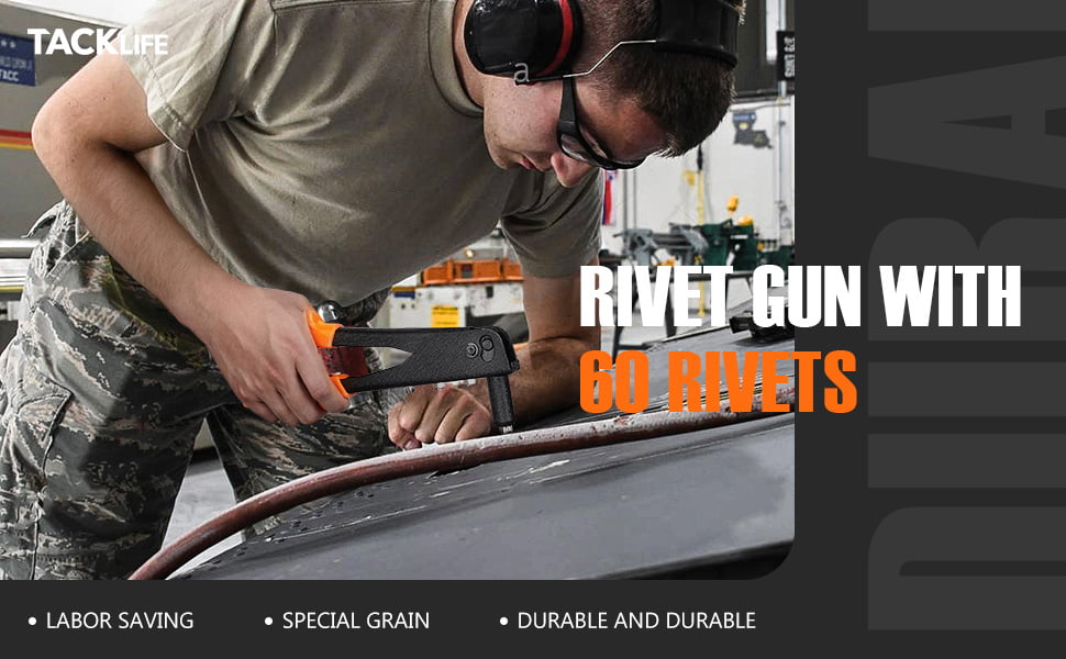 TACKLIFE Rivet Gun, Hand Riveter, With 40pcs Metal Rivets Professional  Riveter Tool