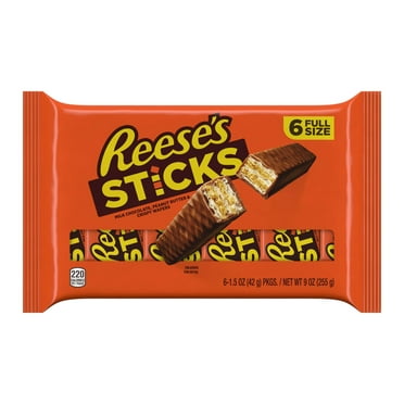 REESE'S STICKS Milk Chocolate Peanut Butter Wafer Candy, 9 oz (6 Count)
