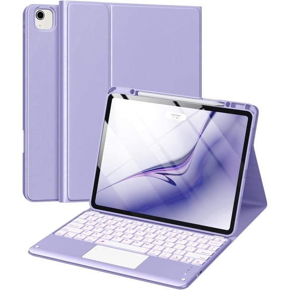 Getino for iPad Air 13 (M4/M3/M2) & Pro 12.9 6th/ 5th/ 4th/ 3rd Gen Case with Keyboard – Multi-Touch Trackpad, 7-Color Backlit, Detachable