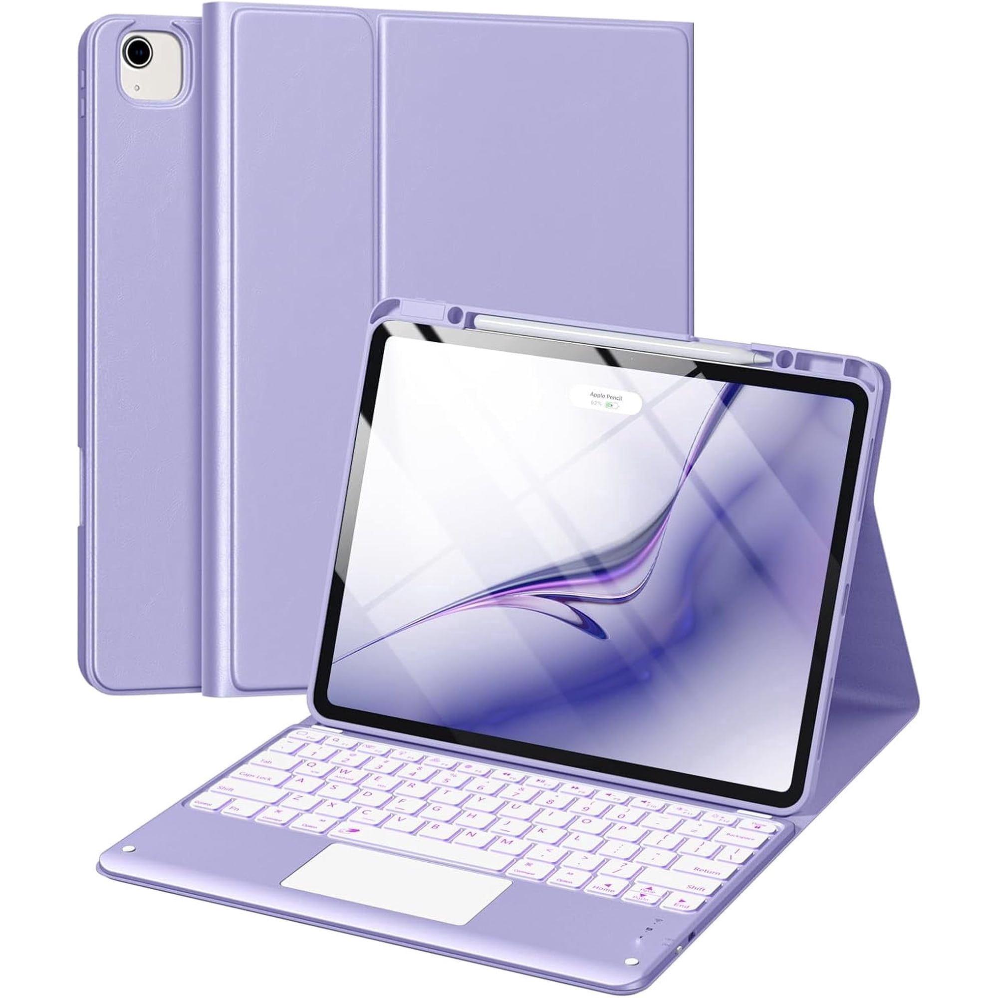 Getino for iPad Air 13 (M4/M3/M2) & Pro 12.9 6th/ 5th/ 4th/ 3rd Gen Case with Keyboard – Multi-Touch Trackpad, 7-Color Backlit, Detachable