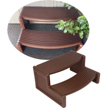 Titan Great Outdoors Teak Portable Spa Steps, 2-Tier Hot Tub Steps ...