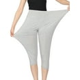 thumbnail image 3 of Fangasis Ladies Capri Leggings Oversized Cropped Pants Elastic Waist Sleepwear Women Breathable Pj Bottoms Comfy Gym Lounge Pant Light Gray 6XL, 3 of 6