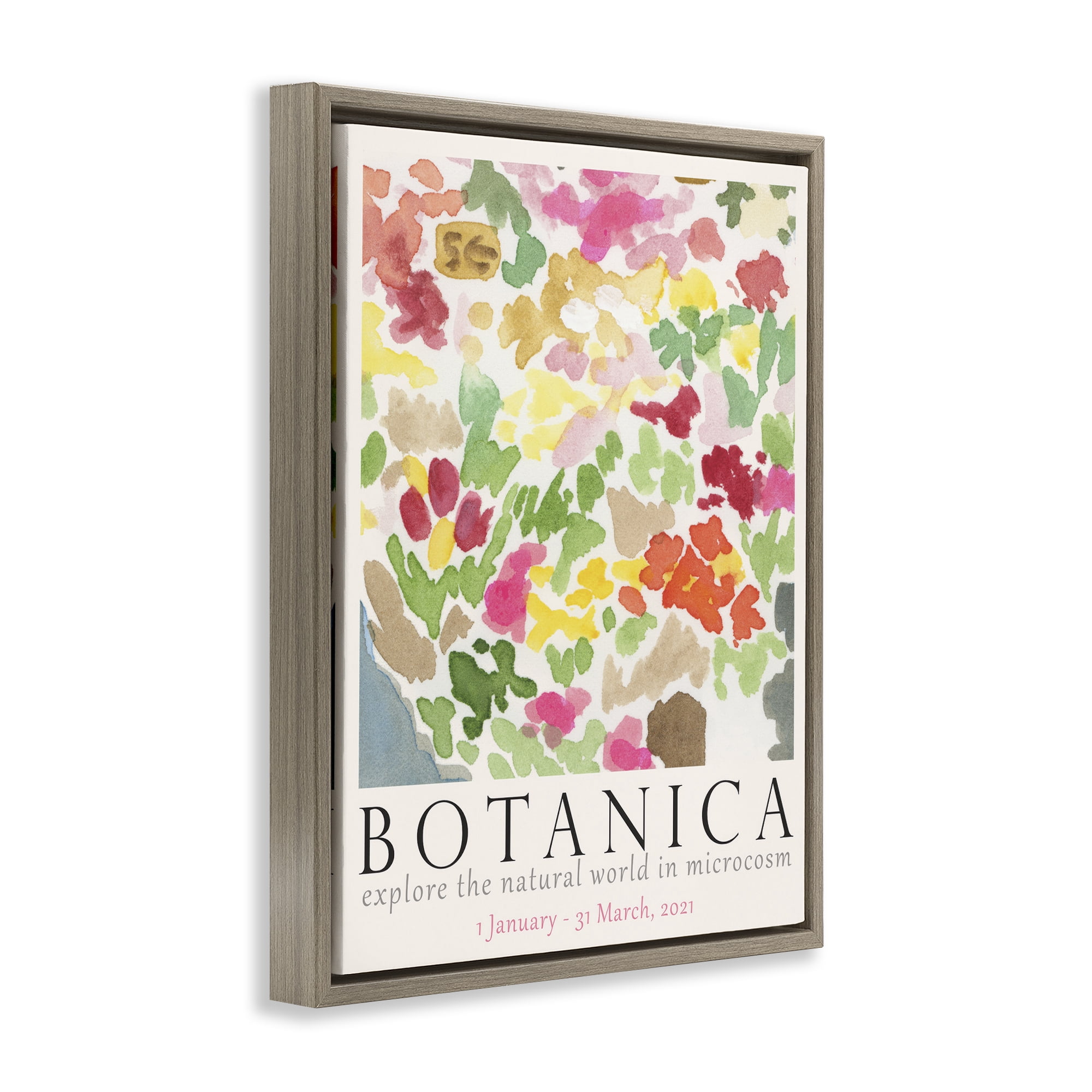 Stupell Industries Botanica Abstract Florals Plants & Flowers Painting Brown Floater Framed Canvas Art Print Wall Art, 25 x 31