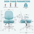 thumbnail image 6 of Hoffree Kids Desk Chair with Adjustable Backrest Flipped Arms Ergonomic Study Chair wtih Adjustable Footrest Height Rolling Pink office chair for Teens Boys Girls in Study Room, 6 of 9