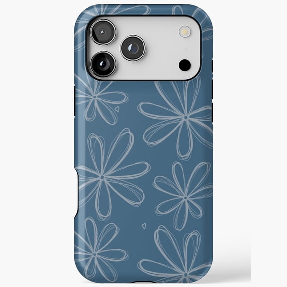 Loopy Daisy Blue Floral Pattern Design iPhone Case 17 11 12 13 14 15 16 Pro Max
