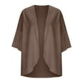 thumbnail image 4 of Women's Kimono Cardigan 3/4 Sleeve Chiffon Lightweight Open Front Beach Cover-Up | Baberdicy | Women Chiffon Kimono Cardigan 3/4 Sleeve Chiffon Open Front (Coffee | M), 4 of 5