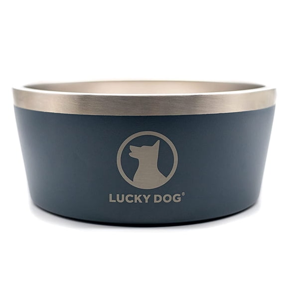 Lucky Dog INDULGE Double Wall Stainless Steel Dog Bowl, 100 Oz, Blue