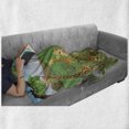 thumbnail image 6 of Giraffe Soft Flannel Fleece Blanket, Savannah Cartoon Fauna Trees Rocks on Green Grass Mountains Illustration, Cozy Plush for Indoor and Outdoor Use, 60" x 80", Fern Green Multicolor, by Ambesonne, 6 of 6
