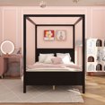 thumbnail image 2 of Queen Size Canopy Platform Bed with Headboard and Footboard,Slat Support Leg - Espresso, 2 of 9
