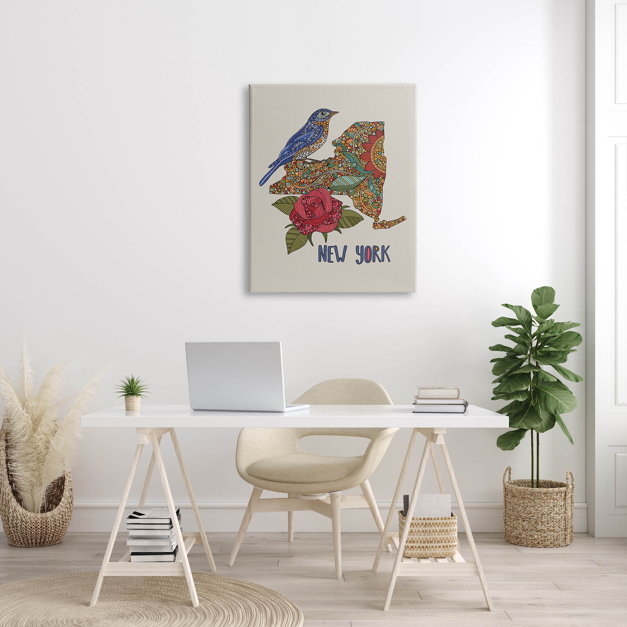 Stupell Industries Paisley Pattern New York State Graphic Art Gallery Wrapped Canvas Print Wall Art, Design by Valentina Harper