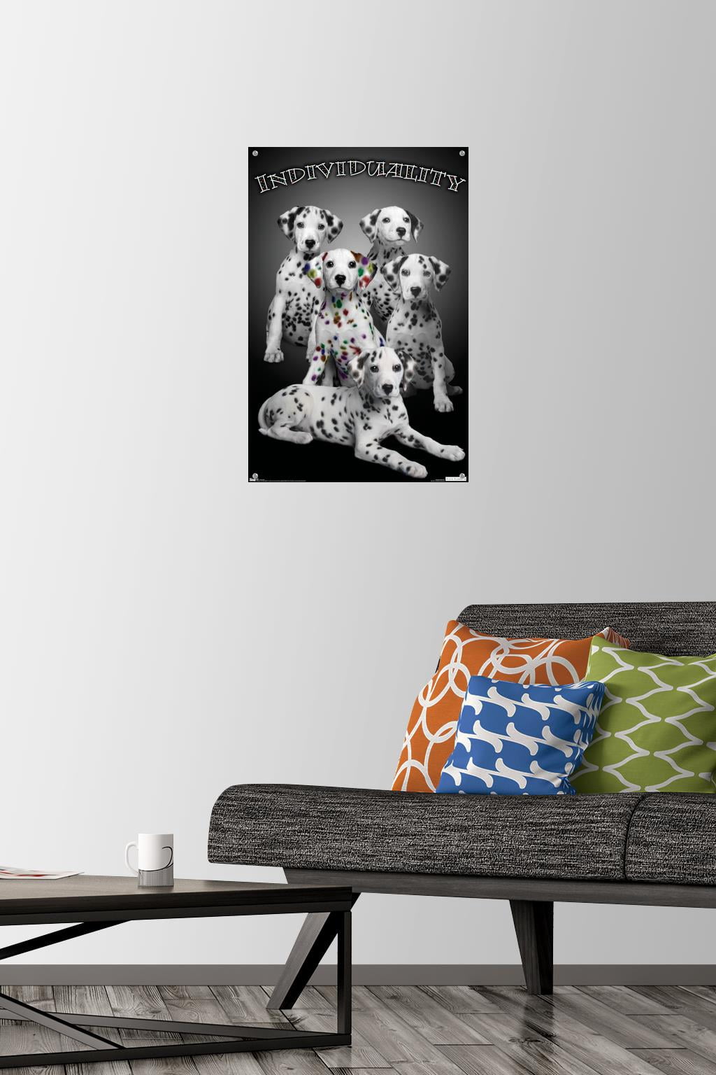 Keith Kimberlin - Dalmatian Puppies with Colored Spots - IndiViduality Wall Poster with Push Pins, 14.725" x 22.375"