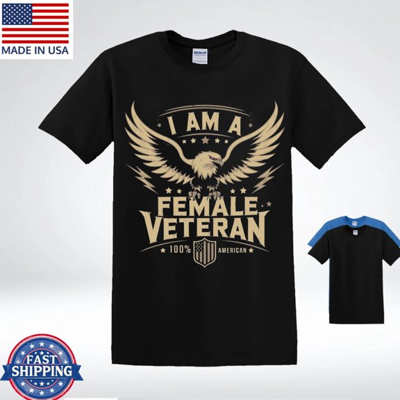 Trenditee I Am a Female Veteran T-Shirt, American Military Pride Shirt for Women T-Shirt