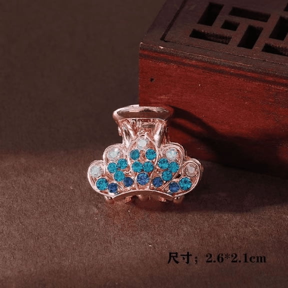 Ljudmp Mini Crown Hair Clips for Women Shiny RhinestoneHair Clips Metal Hair Barrettes Hair Jaw Clips Decorative Hair Accessories Blue
