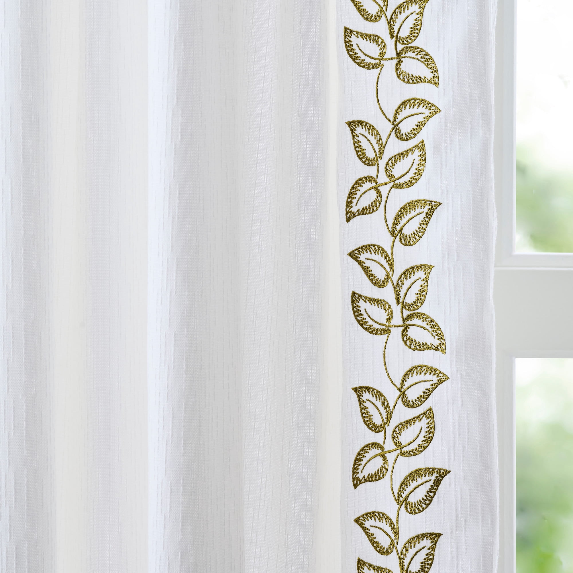Martha Stewart Plume Curtain Panel Pair, Sage, Back Tab, Light Filtering, Indoor, Adult, 2 Piece Set, 50" x 84"