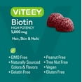 thumbnail image 4 of VITEEY Biotin Gummies 5,000 mcg, Hair Skin and Nails Vitamins, Raspberry Flavor, 60 Ct, 4 of 8