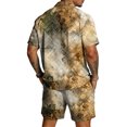 thumbnail image 6 of Mens 2 Pieces Set Texture Print Short Sleeve Shirt and Shorts Resort Wear Summer Vacation Beach Matching Outfits, 6 of 6