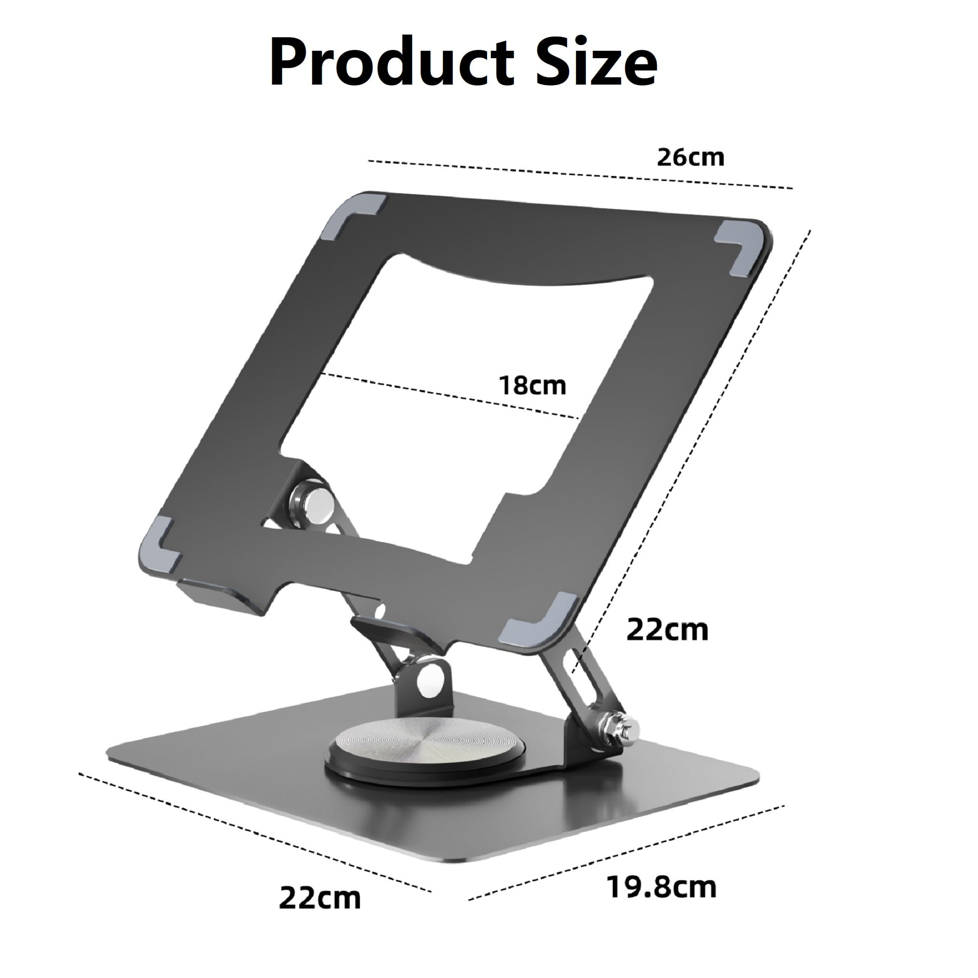 PECHAM Laptop Stand for Desk, Adjustable Laptop Stand with 360° Rotating Base, Ergonomic Computer Stand Support 10-17.3" Laptop & Tablet - Black