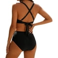 thumbnail image 5 of Women's Solid Color Skirt Style Swimsuit Set with Side Split for Conservative Spring Fashion, 5 of 6