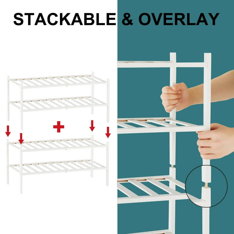 2-Tier Bamboo Stackable Shoe Shelf