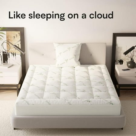 Bamboo Mattress Topper Twin Cooling Breathable Extra Plush Thick Fitted 8-20 Inches Pillow Top Mattress Pad Rayon Cooling Ultra Soft (Bamboo, Twin 39x75 Inches)