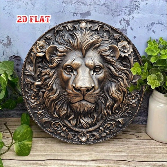 HELLOYOUNG Vintage Lion Metal Wall Art 3D Aluminum Sculpture for Living Room Home Decor