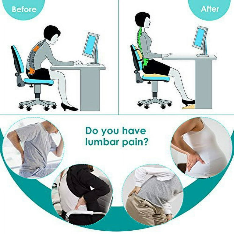 Newgam Lumbar Support Pillow,Pure Memory Foam Back Cushion Orthopedic  Backrest with Breathable 3D Mesh for Car Seat,Office Chair,Computer