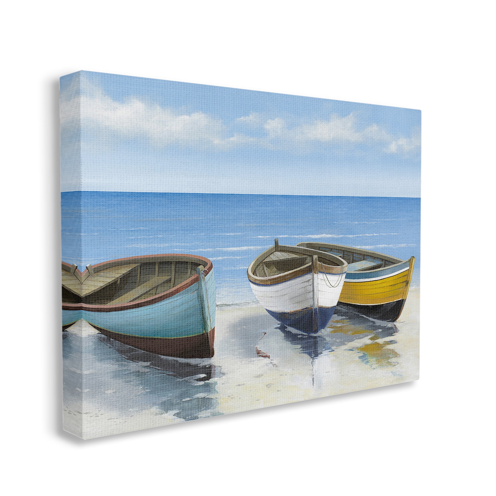 Stupell Industries Coastal Rowboats on Shore Transportation Painting Gallery Wrapped Canvas Art Print Wall Art, 30 x 24
