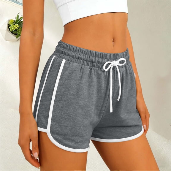 Women's Athletic Running Shorts High Waisted Drawstring Loungewear Workout Mini Shorts Gray S